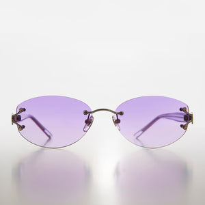 Rimless Color Tinted Lens Sunglass with Rhinestones