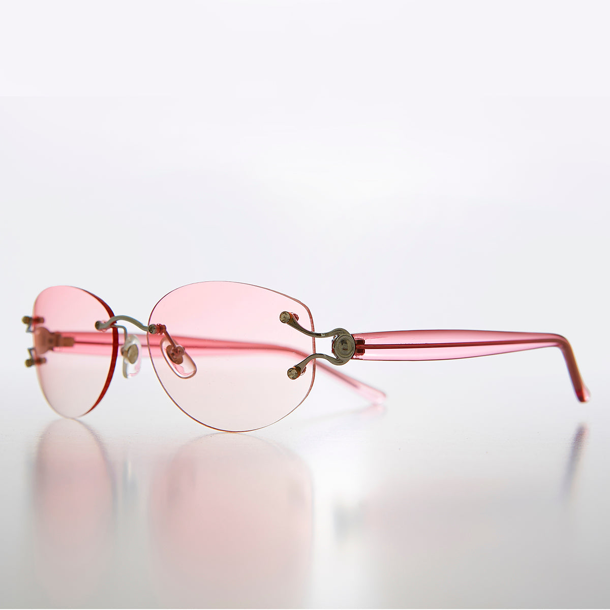 pink Lens Sunglass with Rhinestones