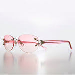 Load image into Gallery viewer, pink Lens Sunglass with Rhinestones
