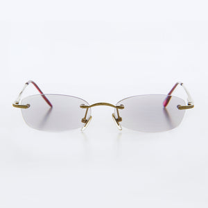 Rimless Tinted Rectangular Lens Reading Glasses 