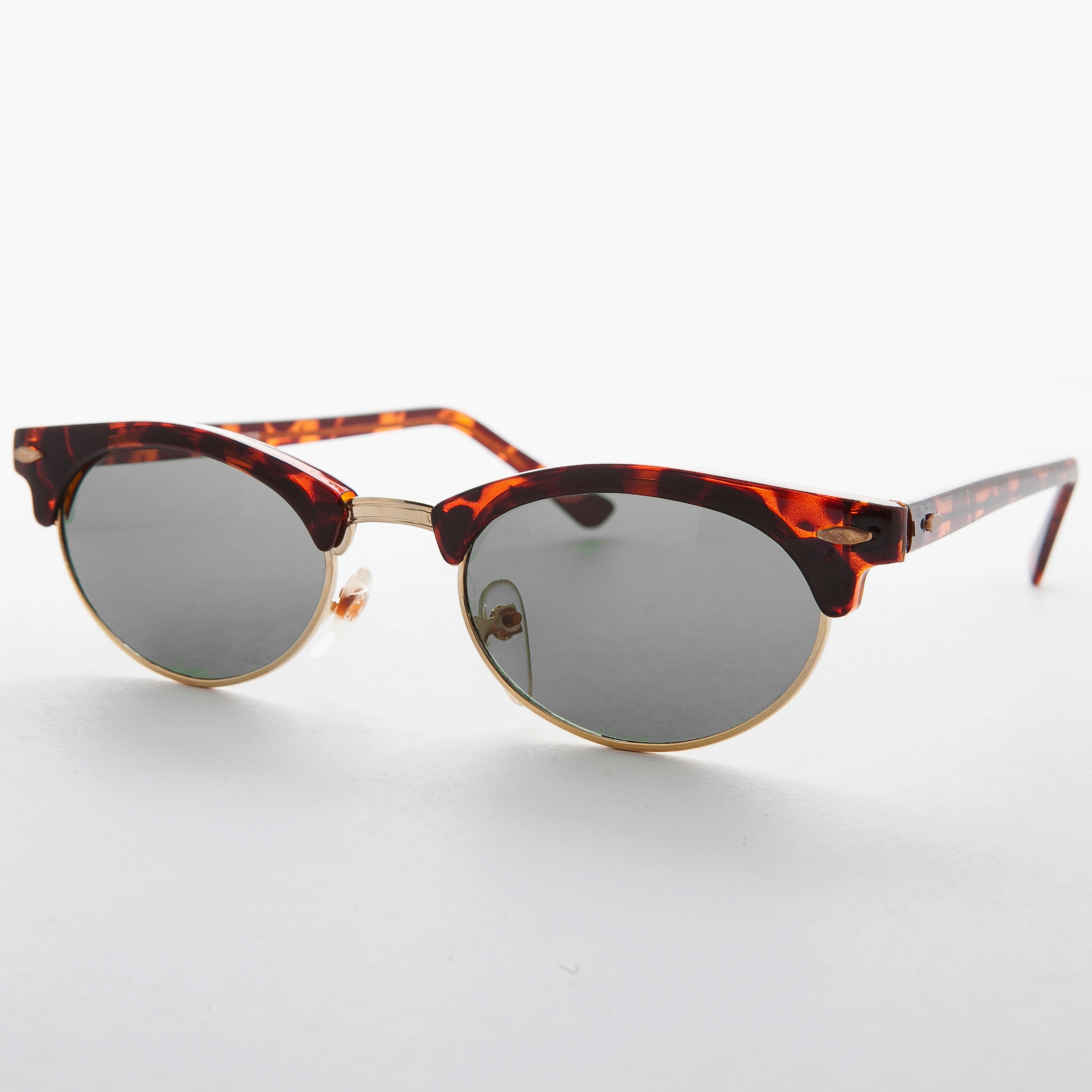 Oval Horn Rim Vintage Sunglass with Glass Lens - Shelby