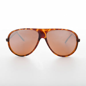 Mirrored Amber Lens Vintage Aviator Sunglass