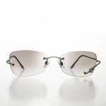Load image into Gallery viewer, Flower Accent Rimless 90s Sunglasses 
