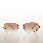 Load image into Gallery viewer, Flower Accent Rimless 90s Sunglasses 

