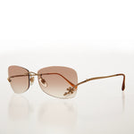 Load image into Gallery viewer, Flower Accent Rimless 90s Sunglasses 
