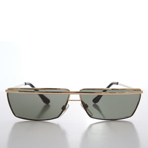 Futuristic Rectangle Gold Brow Sunglasses