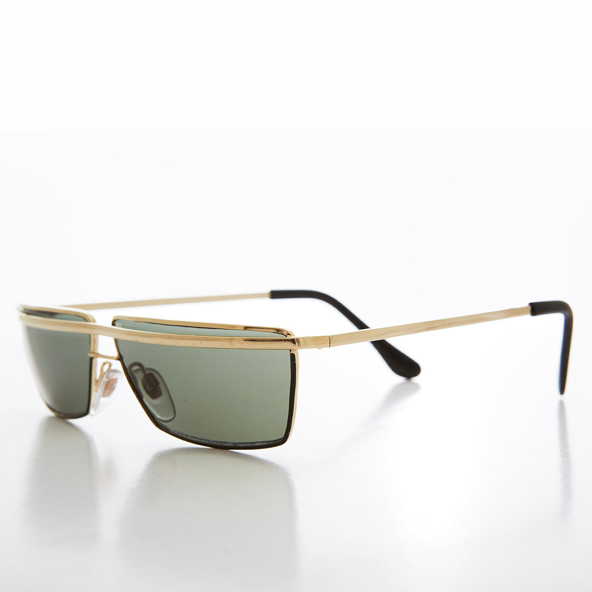 Futuristic Rectangle Gold Brow Sunglasses