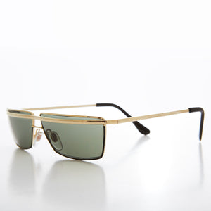 Futuristic Rectangle Gold Brow Sunglasses