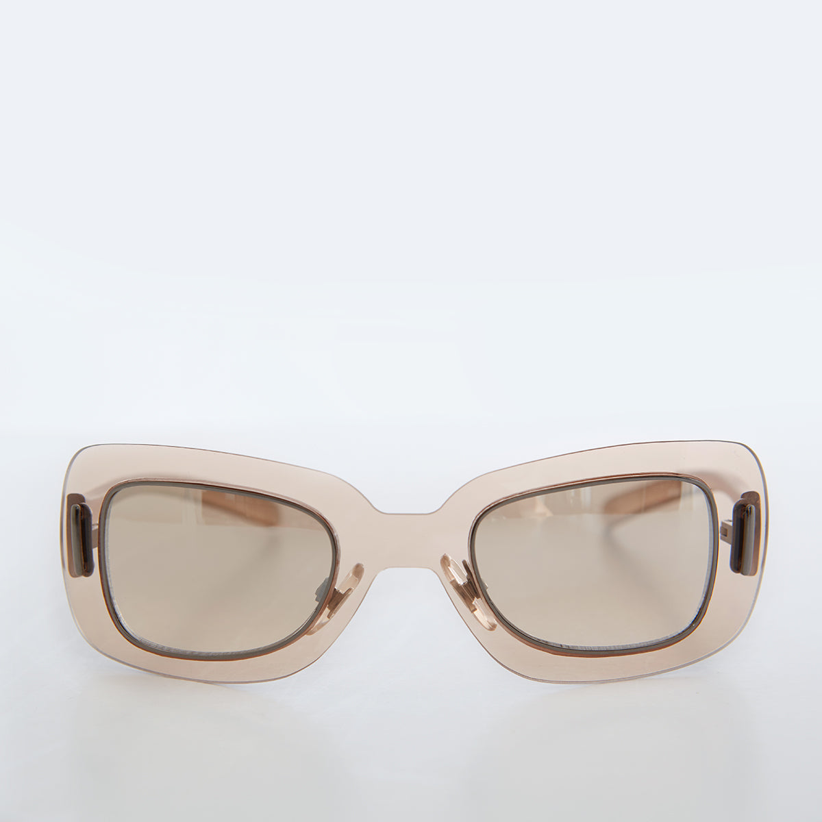 Curved Futuristic Vintage Sunglasses with Mirror Lens 