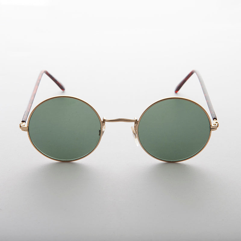 Round Hippy Vintage Sunglass with Glass Lens