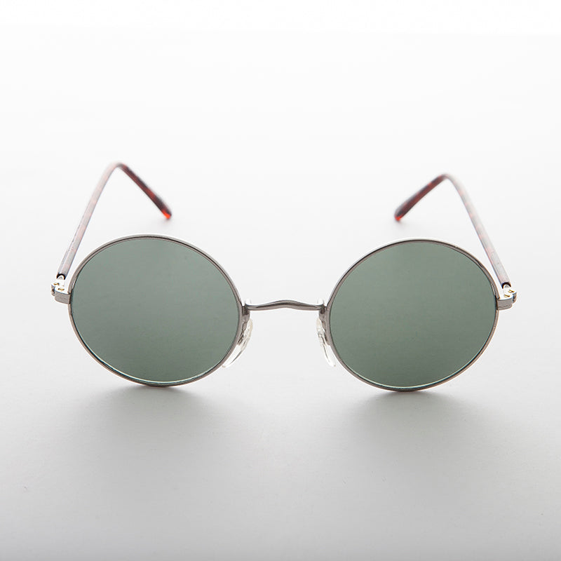 Round Hippy Vintage Sunglass with Glass Lens