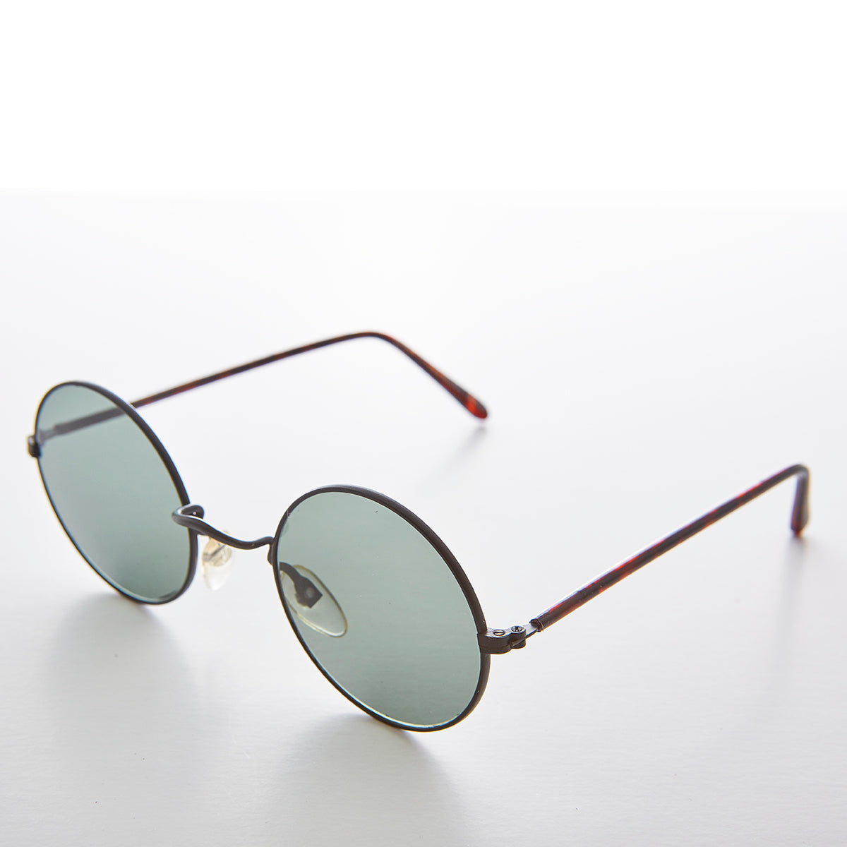 Round Hippy Vintage Sunglass with Glass Lens 