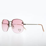 Load image into Gallery viewer, Rimless Vintage Sunglasses with Rhinestone Heart
