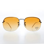 Load image into Gallery viewer, Rimless Vintage Sunglasses with Rhinestone Heart
