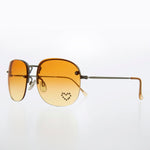 Load image into Gallery viewer, Rimless Vintage Sunglasses with Rhinestone Heart
