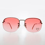 Load image into Gallery viewer, Rimless Vintage Sunglasses with Rhinestone Heart

