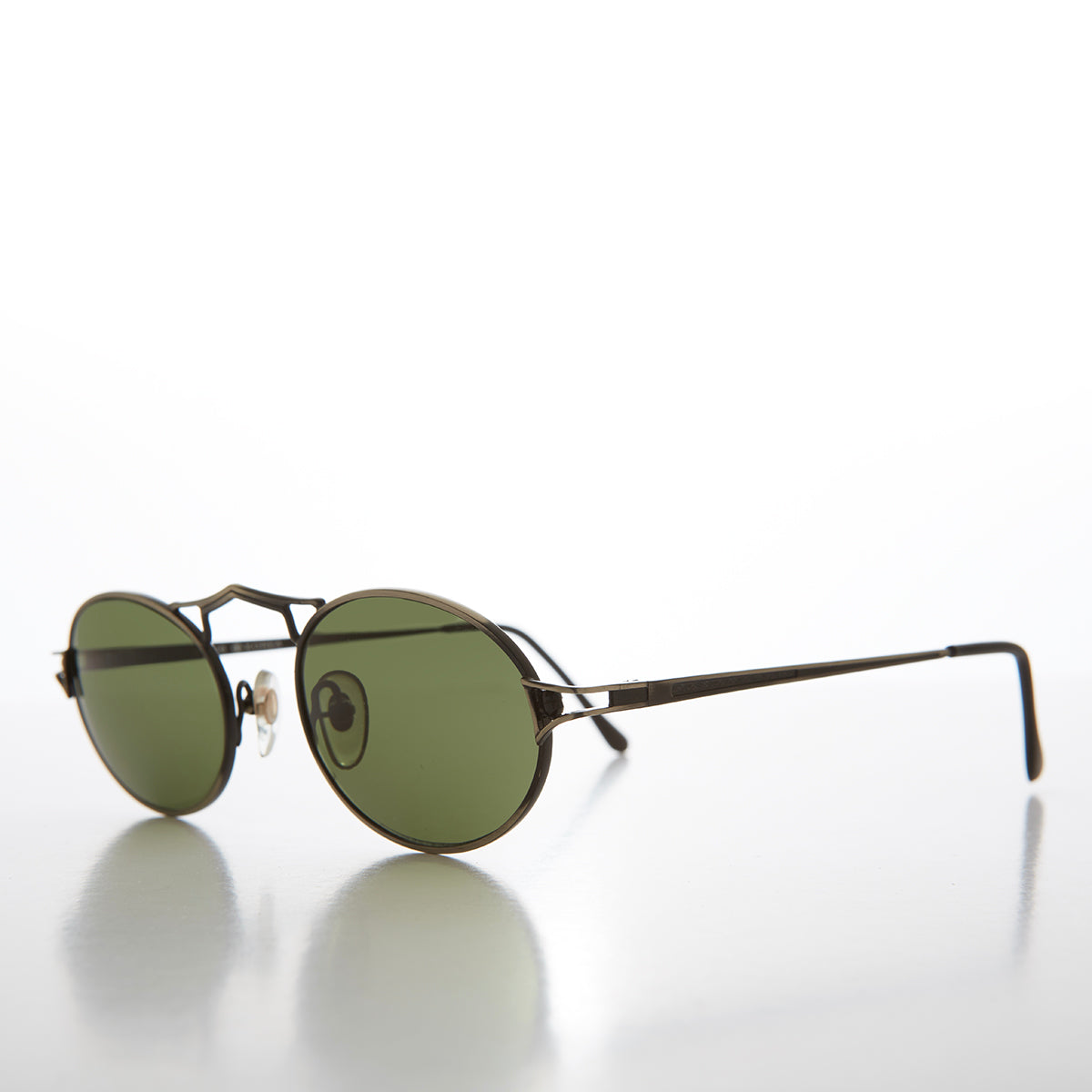 gunmetal oval metal sunglasses