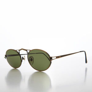 bronze oval metal sunglasses