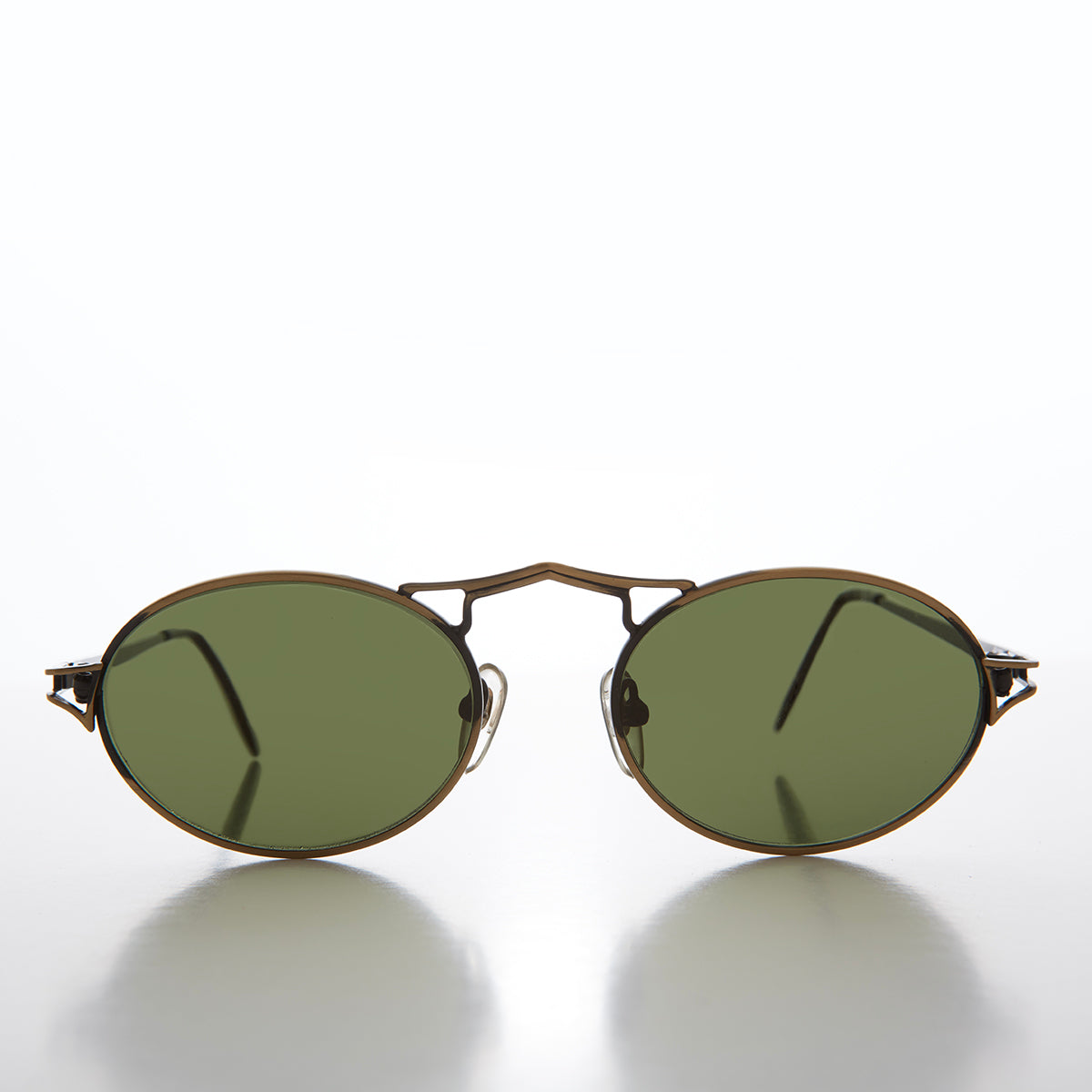 bronze oval metal sunglasses