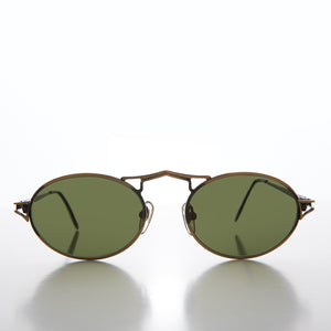 bronze oval metal sunglasses