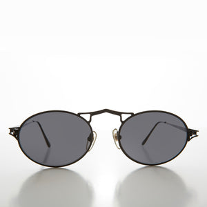 black oval metal sunglasses