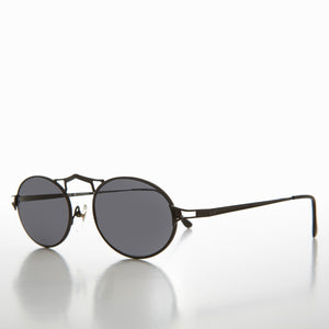 black oval metal sunglasses