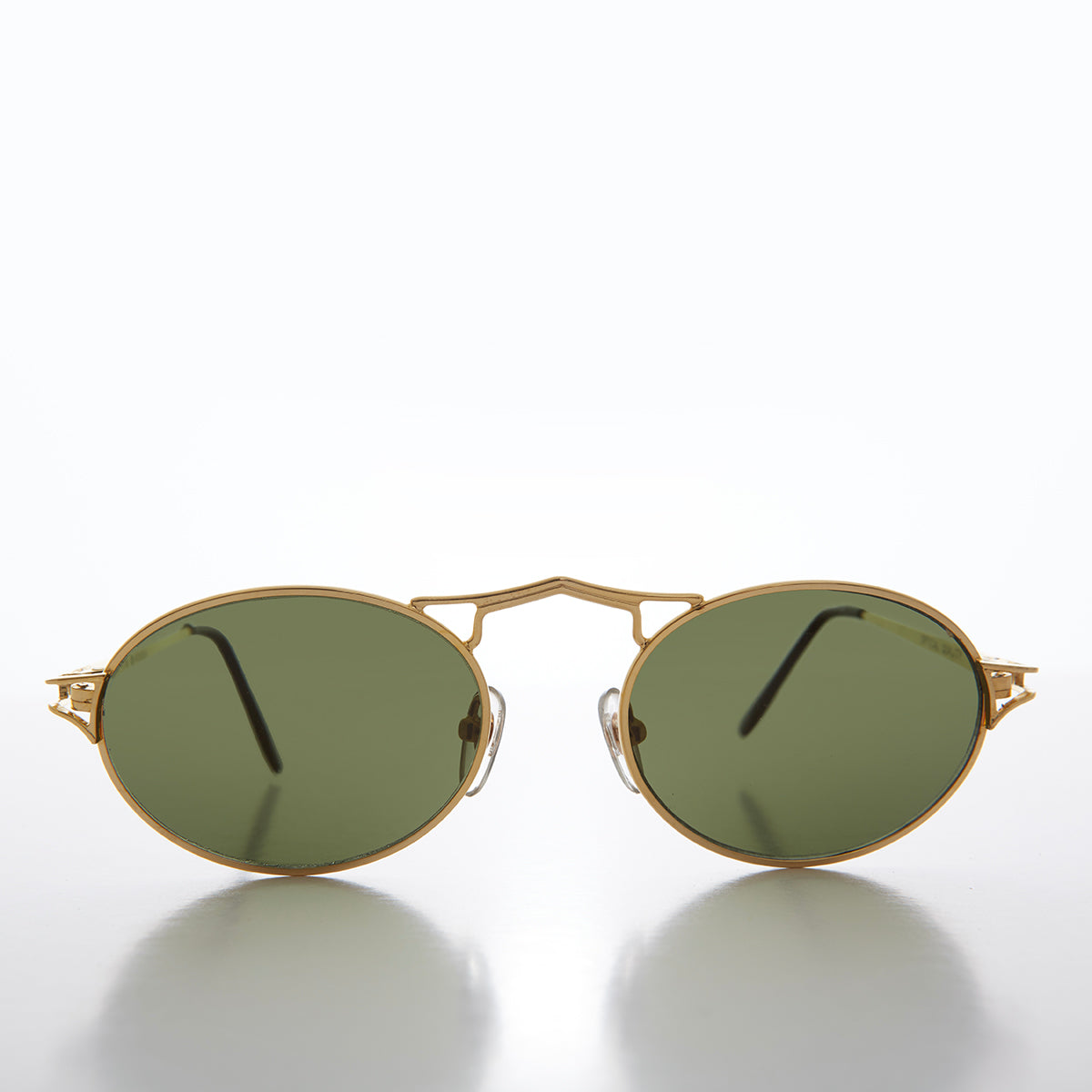 gold oval metal sunglasses