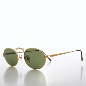 gold oval metal sunglasses