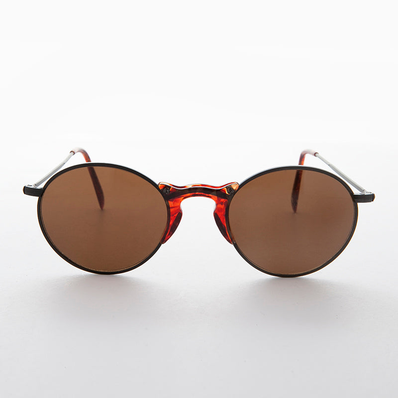 Round Unique Keyhole Acetate Bridge Vintage Sunglass 