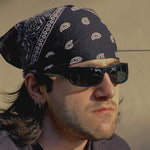 Load and play video in Gallery viewer, Black Wraparound Rectangular Vintage Sunglasses - Keane
