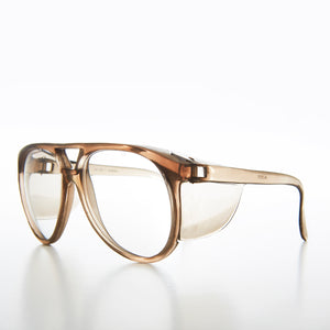 Brown Aviator Safety Glasses with Side Shields - Vern