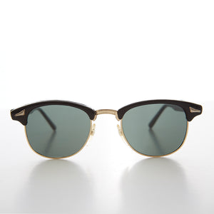 Classic Half Frame Vintage Sunglass with Glass Lens - Hollis