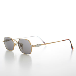 Gold Silver Hexagon Vintage Optical Quality Sunglass 