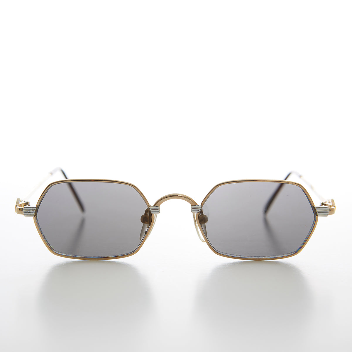 Gold Silver Hexagon Vintage Optical Quality Sunglass 