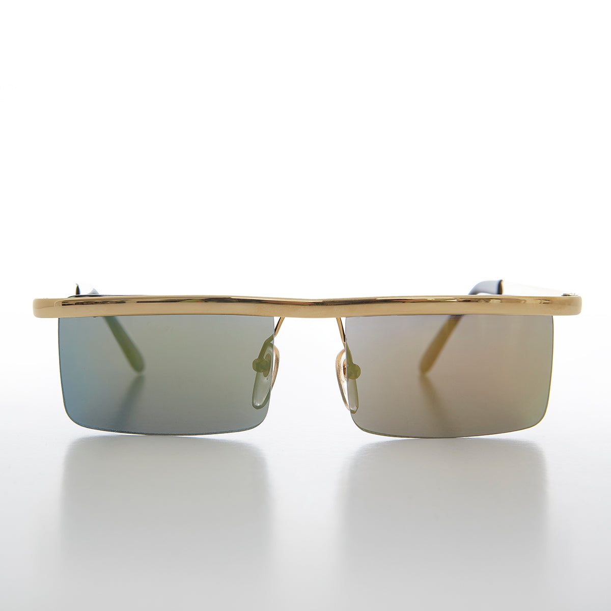 Rimless futuristic steampunk silver metal vintage sunglasses