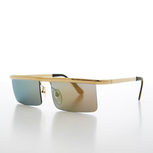 Rimless futuristic steampunk silver metal vintage sunglasses