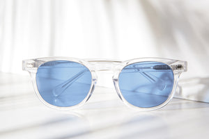 Clear Acetate Square Sunglass with Colored Lenses 