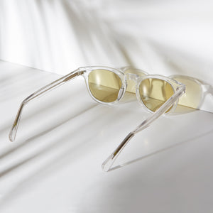 Clear Acetate Square Sunglass with Colored Lenses