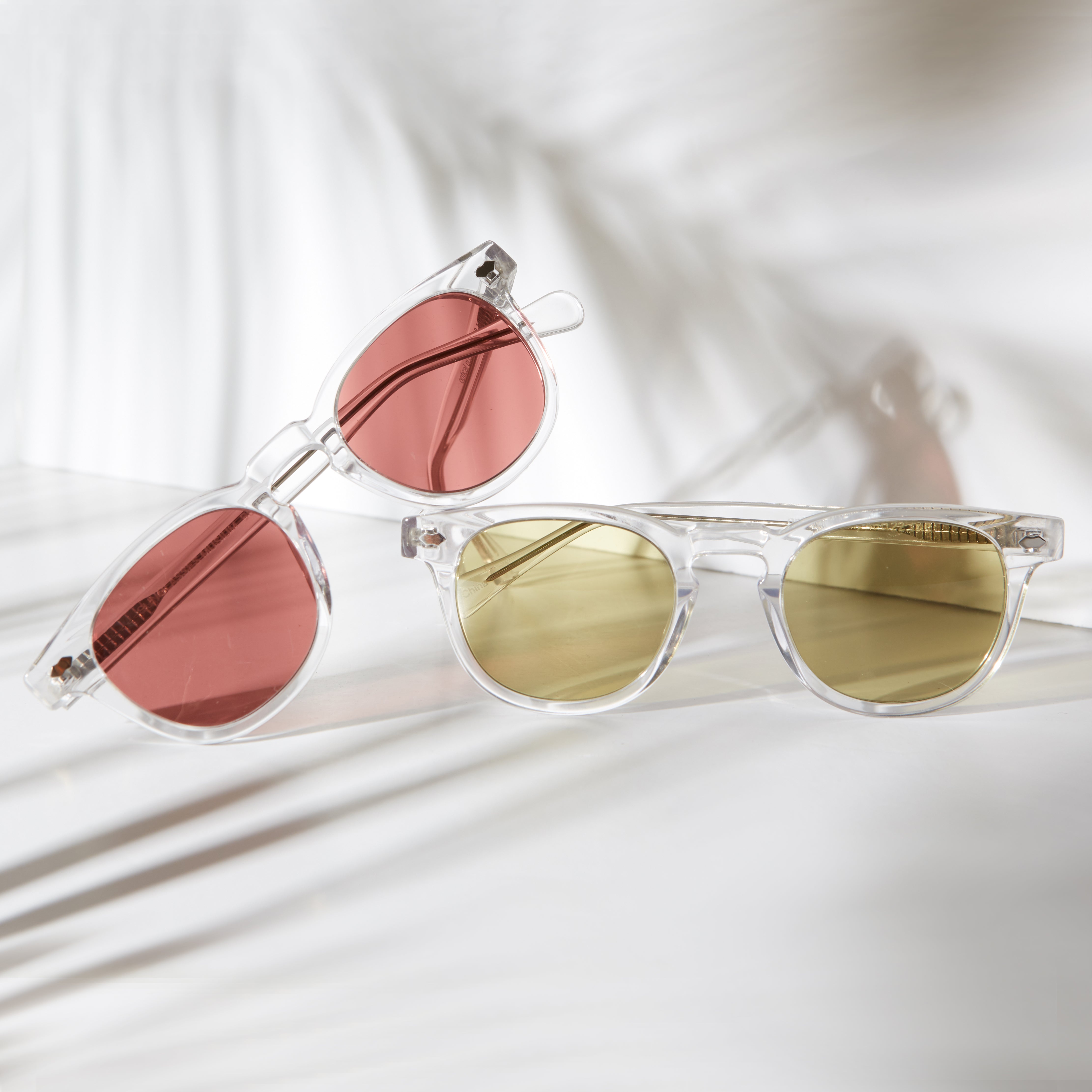 Clear Acetate Square Sunglass with Colored Lenses