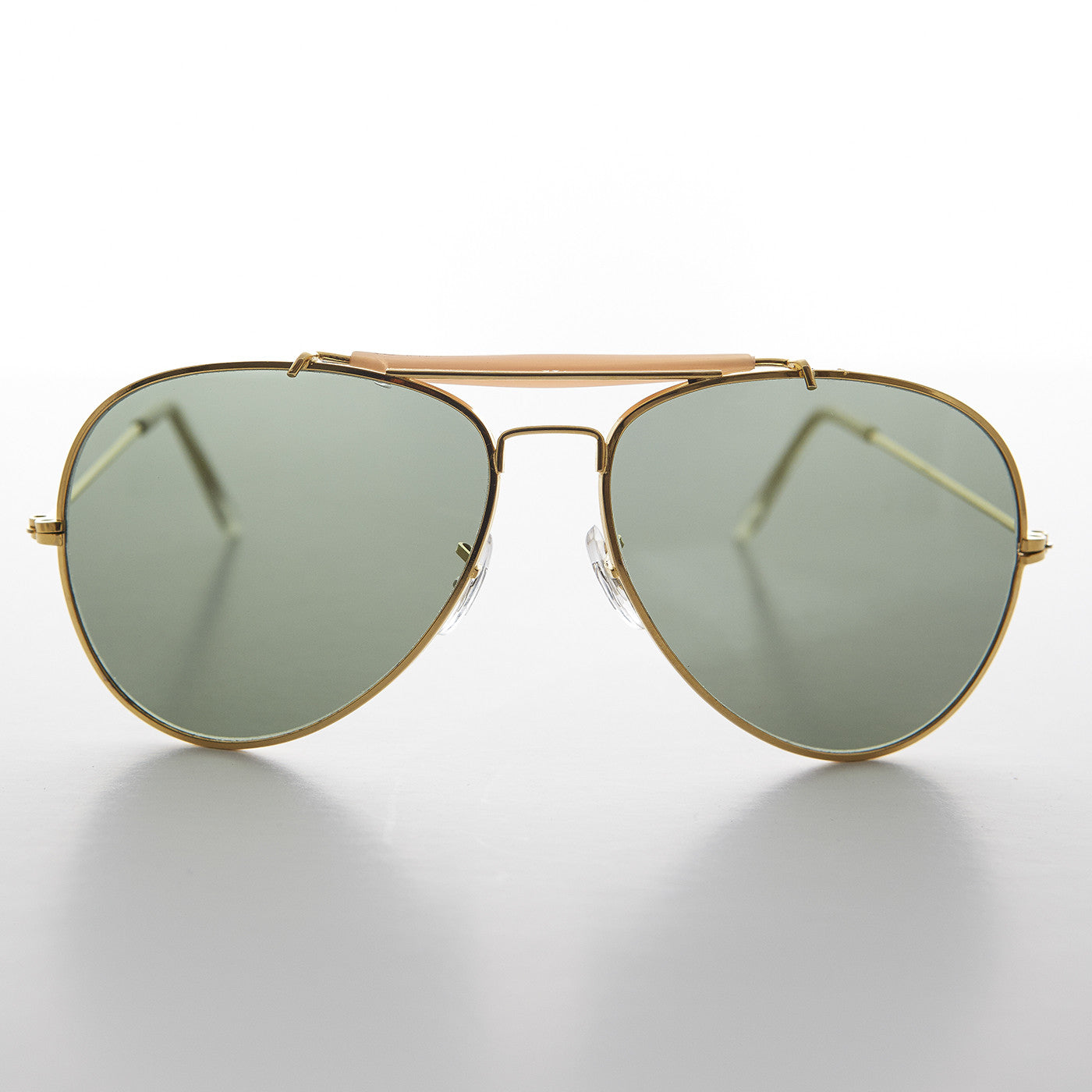 gold vintage aviator sunglass with brown bar