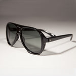 Load image into Gallery viewer, Black Aviator Sunglass with Glass Lenses - Agent Six
