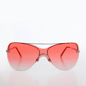 rimless mono red lens y2k vintage sunglasses