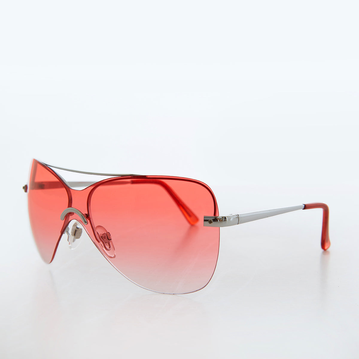 rimless mono red lens y2k vintage sunglasses