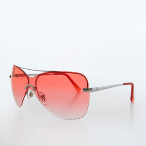 rimless mono red lens y2k vintage sunglasses