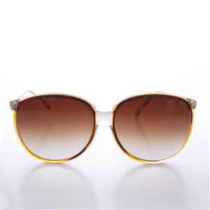 Round Large Women's Clear Frame 80s Vintage Sunglass