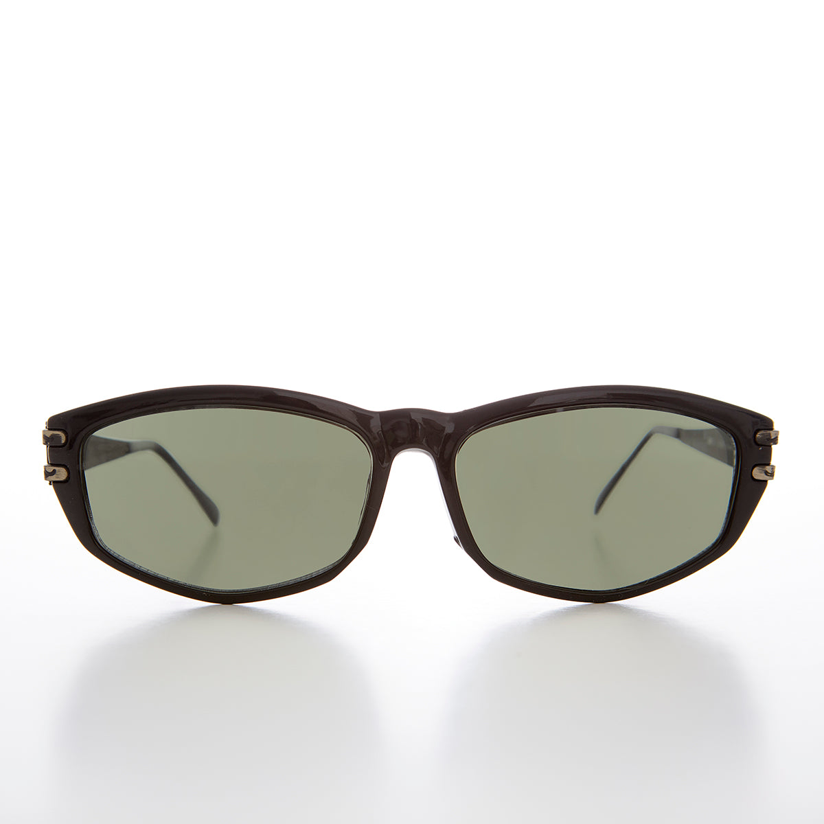 Rectangular Sunglass with Art Deco Etched Temples