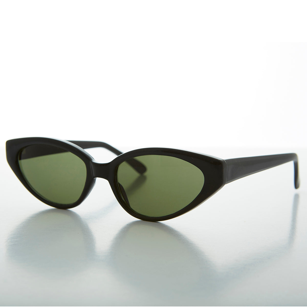 black extreme narrow cat eye sunglasses