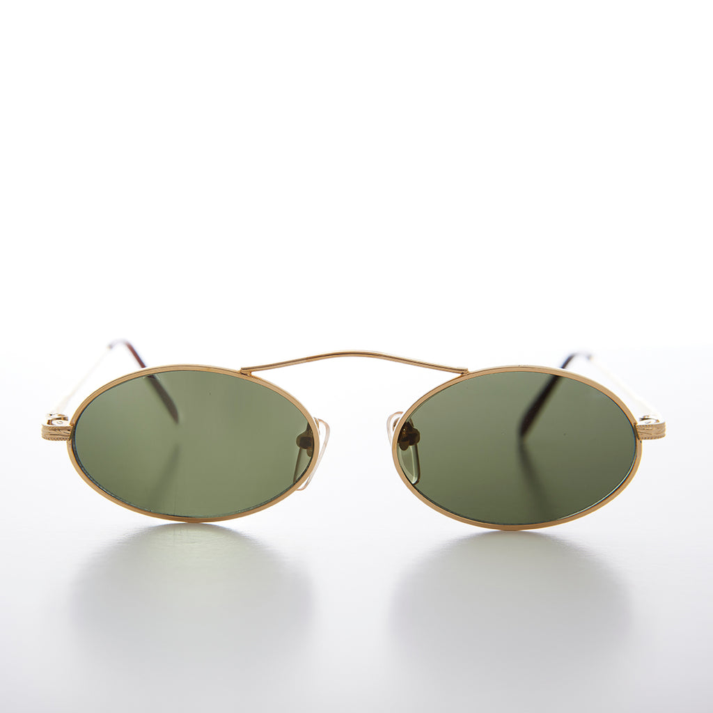 90s Oval Metal Aviator Sunglass with Floating Cross Bar    