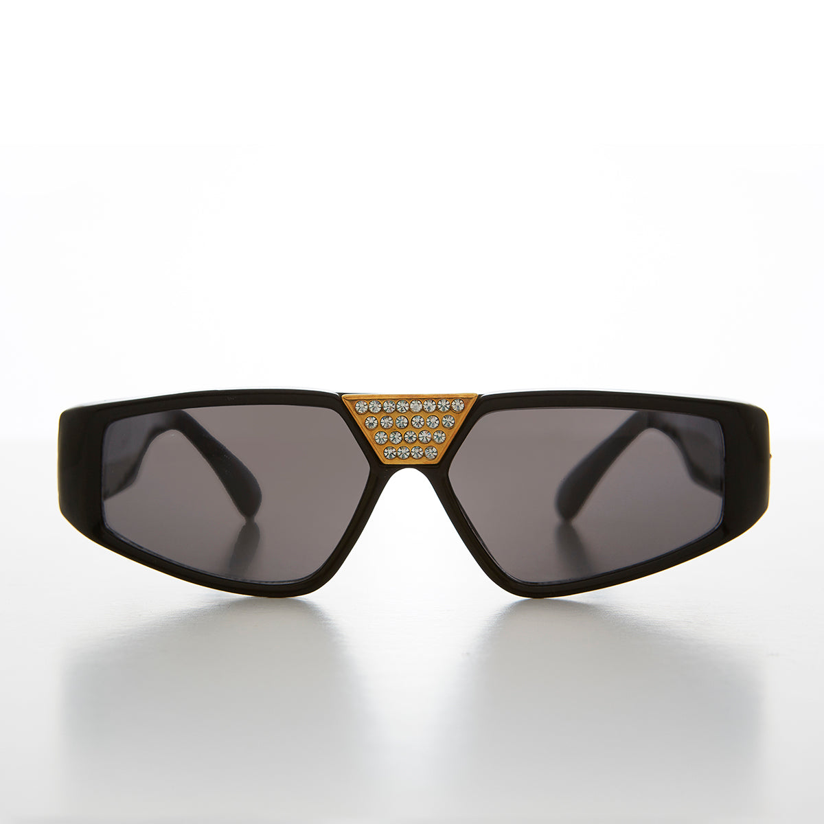 Flat Top Hip Hop Vintage Sunglass with Rhinestone Bridge 