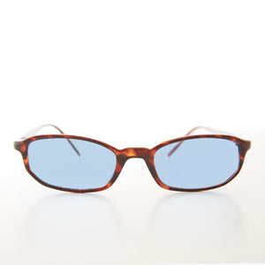 small rectangle tortoise frame sunglasses with blue lens